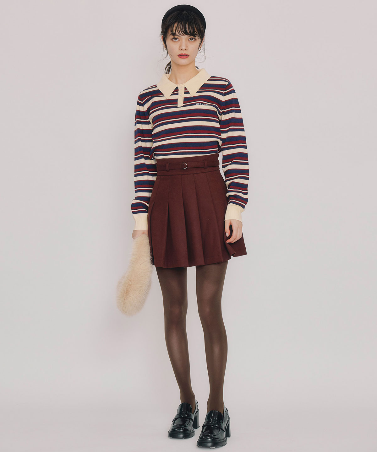 マルチボーダーロゴニットプルオーバー