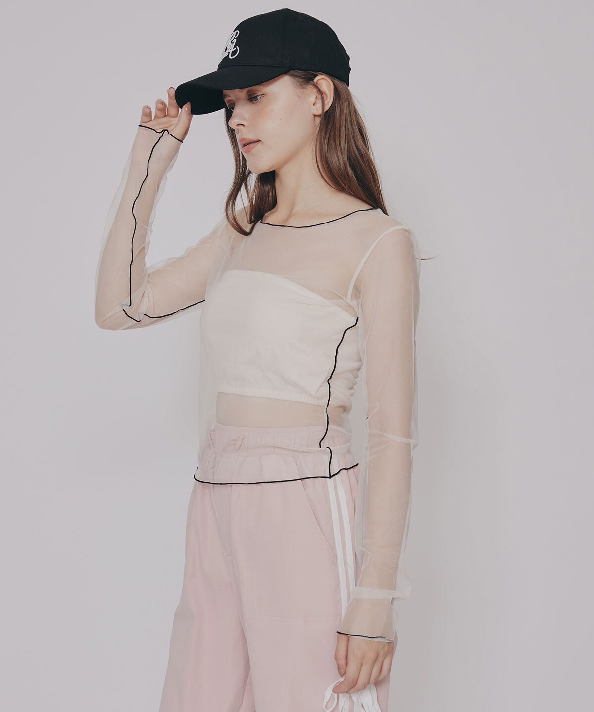 バイカラーメロウチュールトップス×ベアトップ