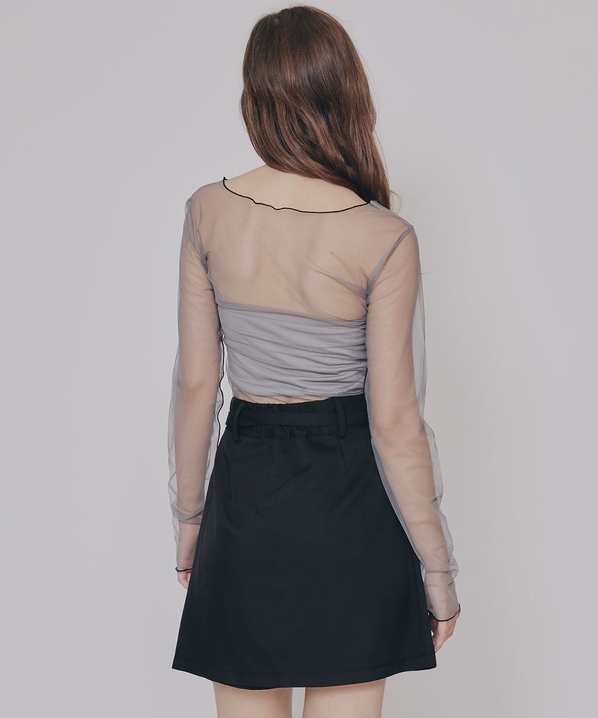 バイカラーメロウチュールトップス×ベアトップ