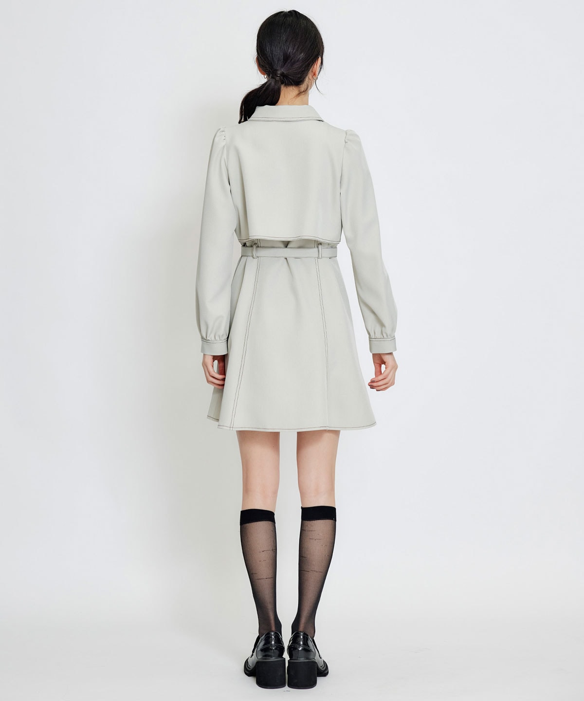 レザーライクチャンキーヒールローファー