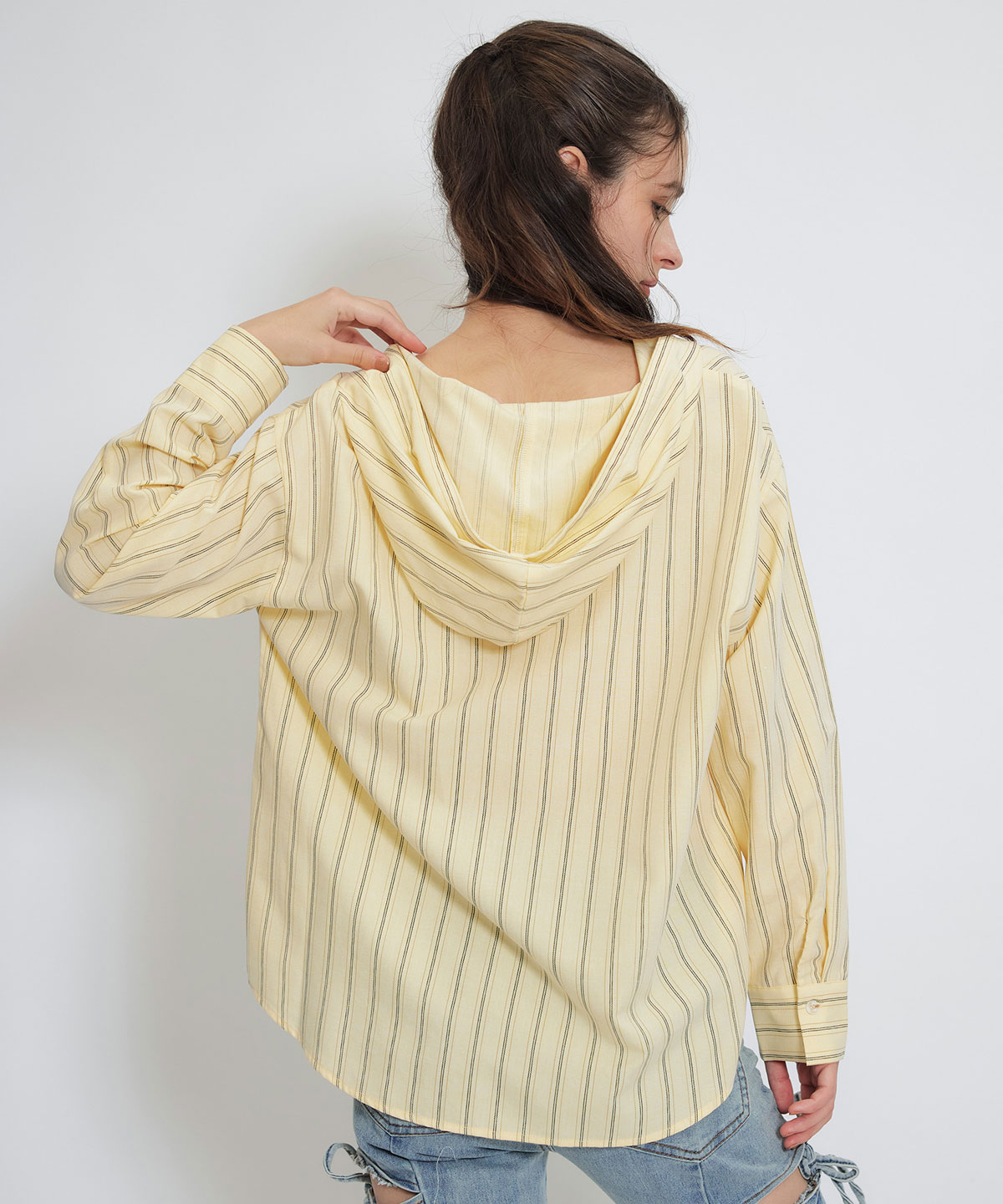 【2/13(金) 昼12時発売開始】Azelyハートストライプフードシャツブラウス