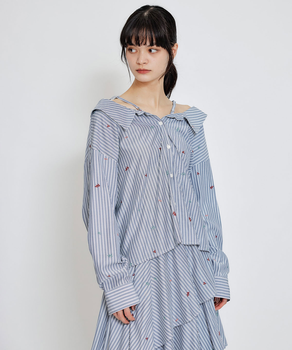 【セットアップ可能】REDYAZELアルファベットロゴ刺繍2WAYシャツブラウス