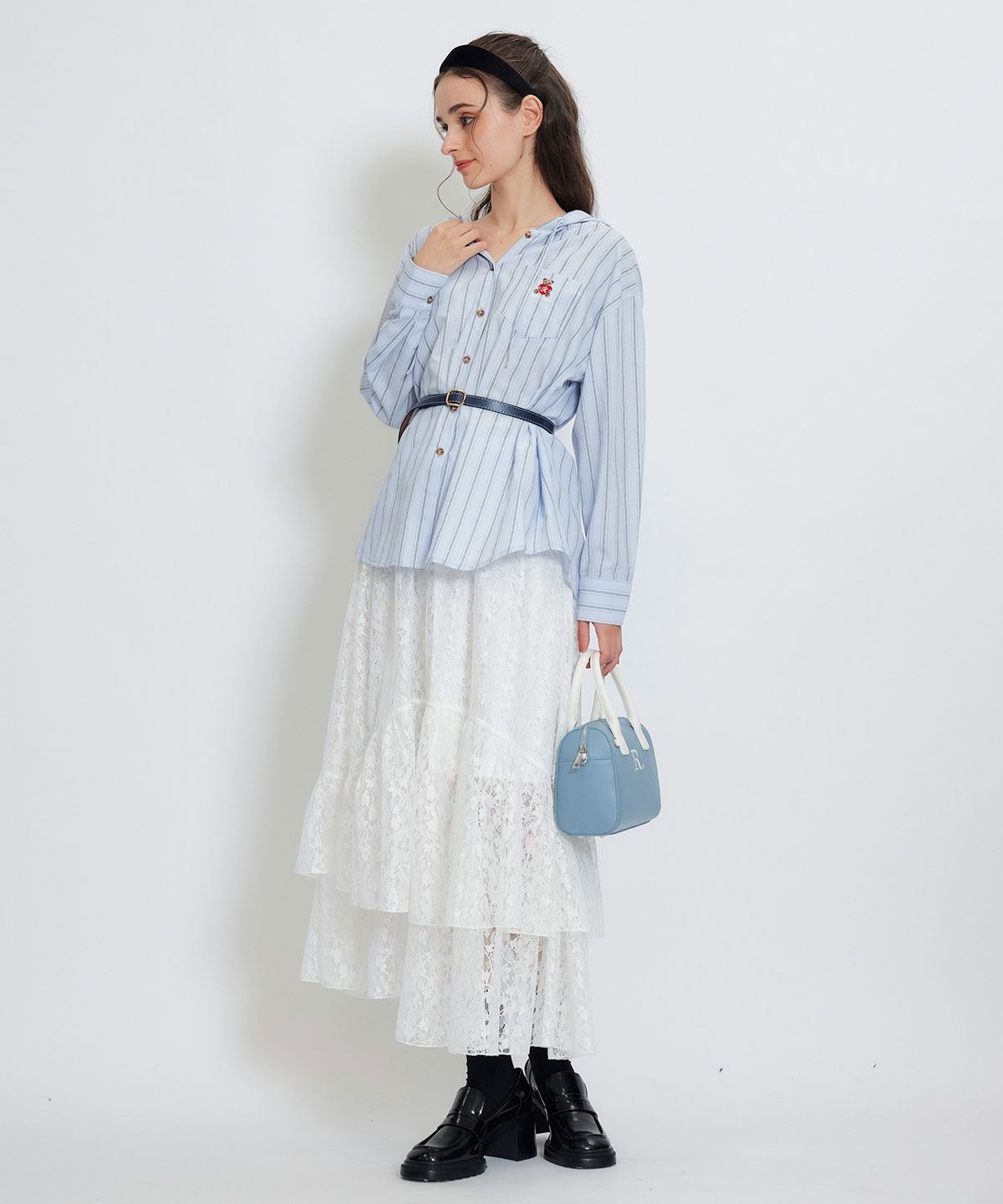 スリットレースフレアロングスカート