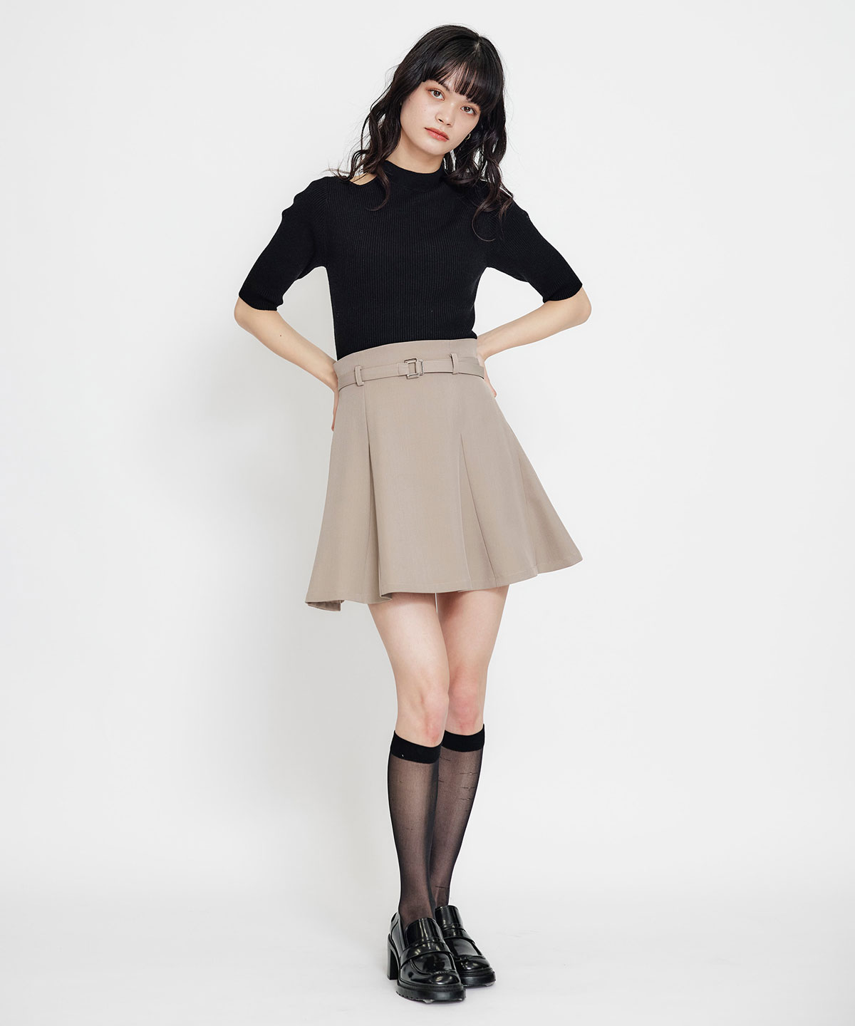 【セットアップ可能】ベルトチューリップミニスカート