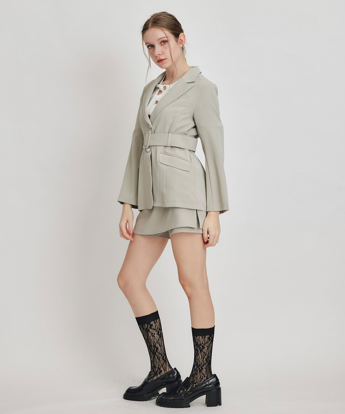 【セットアップ可能】アイシーカラーショートパンツレイヤードフレアミニスカート