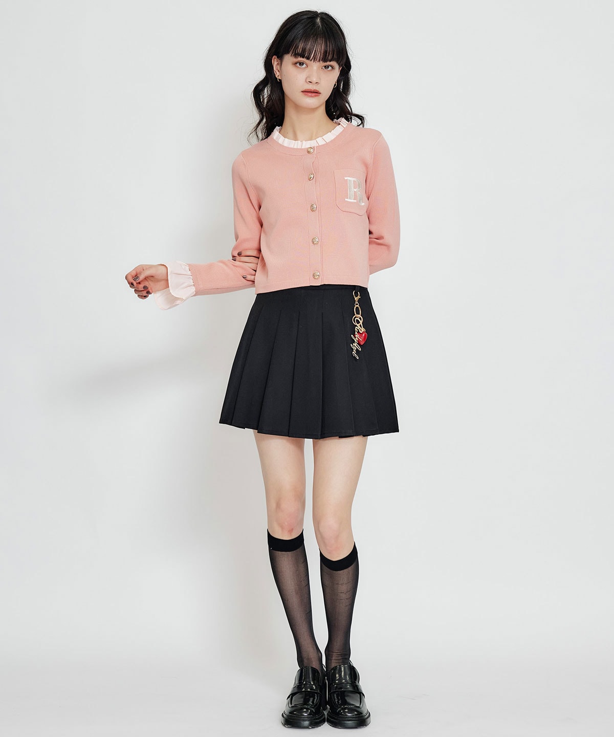 REDYAZEL×ハートチャームプリーツミニスカート
