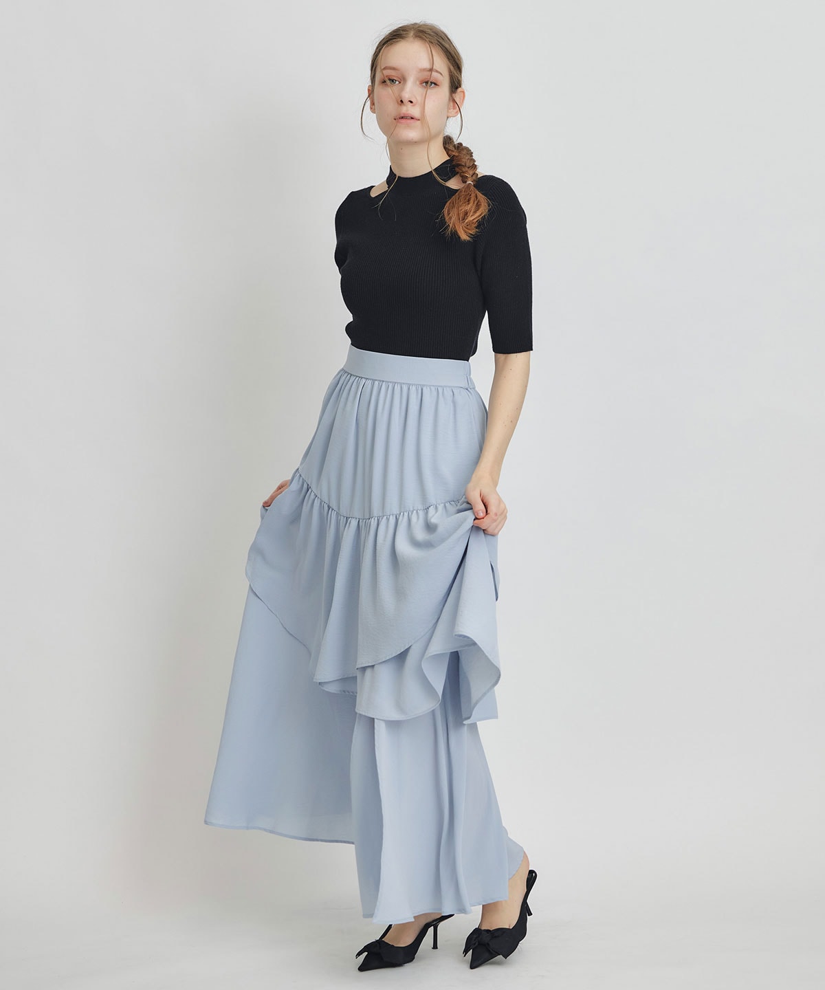 エアリーティアードロングスカート