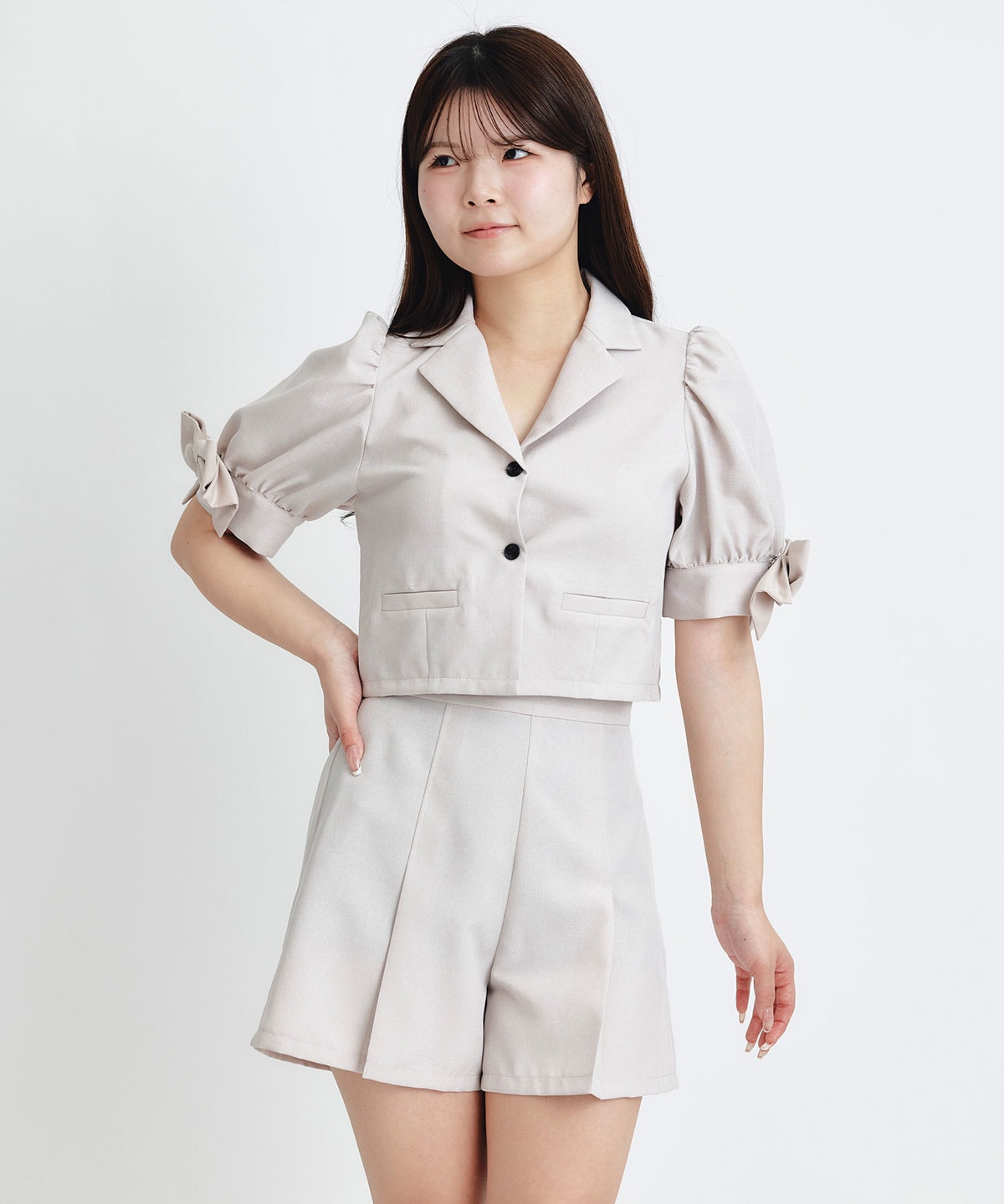 マルチリボンジャケット×ショートパンツセットアップ