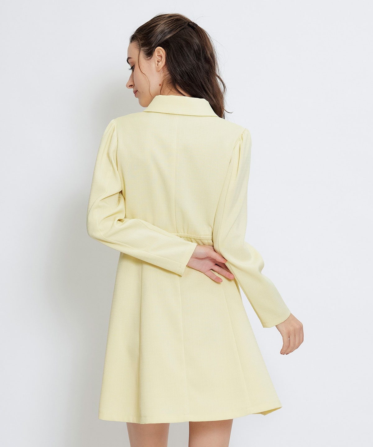 スプリングツイードシャツミニフレアワンピース