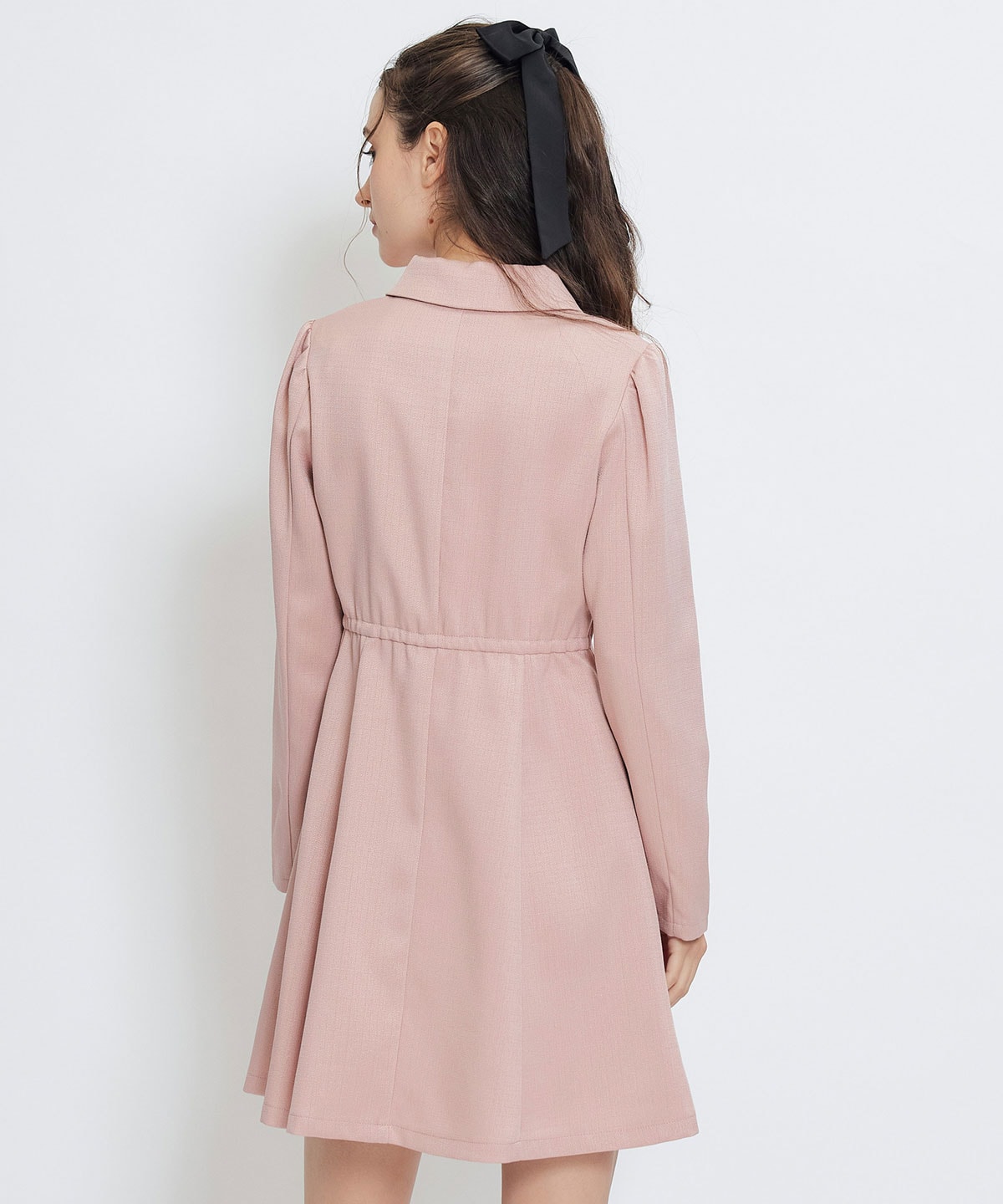 スプリングツイードシャツミニフレアワンピース