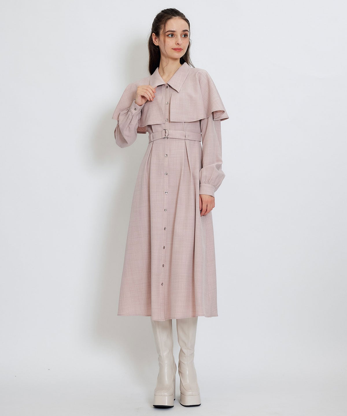 ケープライクロングフレアワンピース