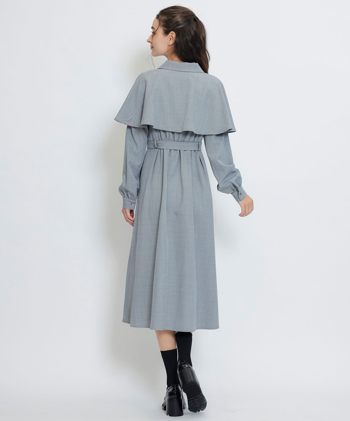 ケープライクロングフレアワンピース