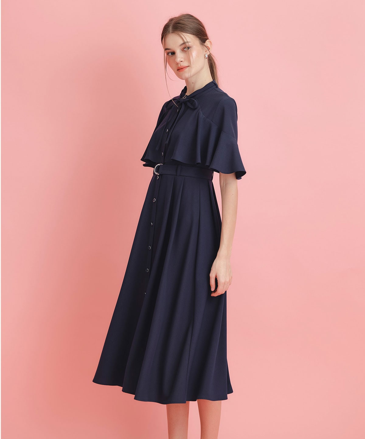 ケープフレアロングワンピース