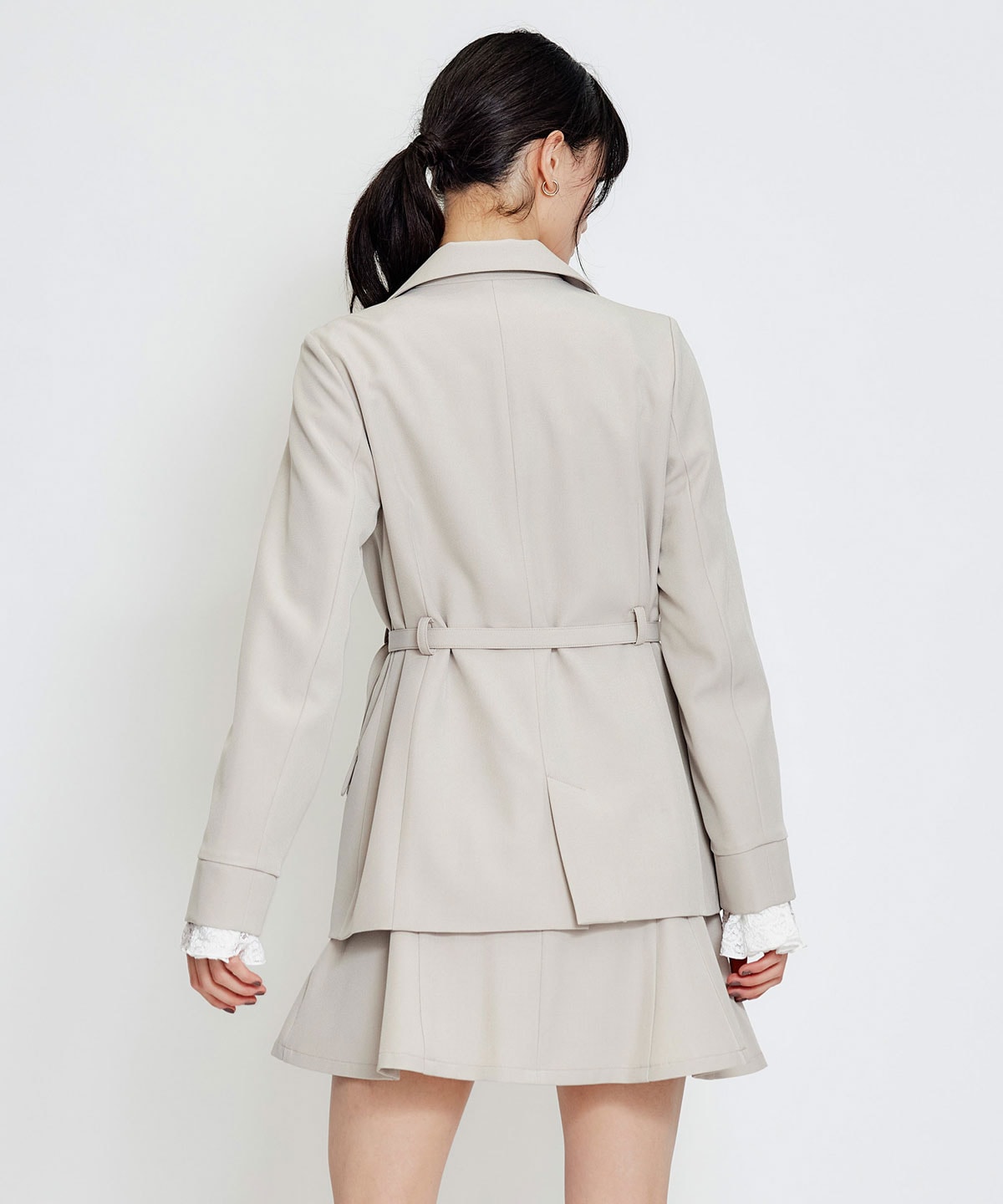 【セットアップ可能】ワイドカラーミドルダブルジャケット