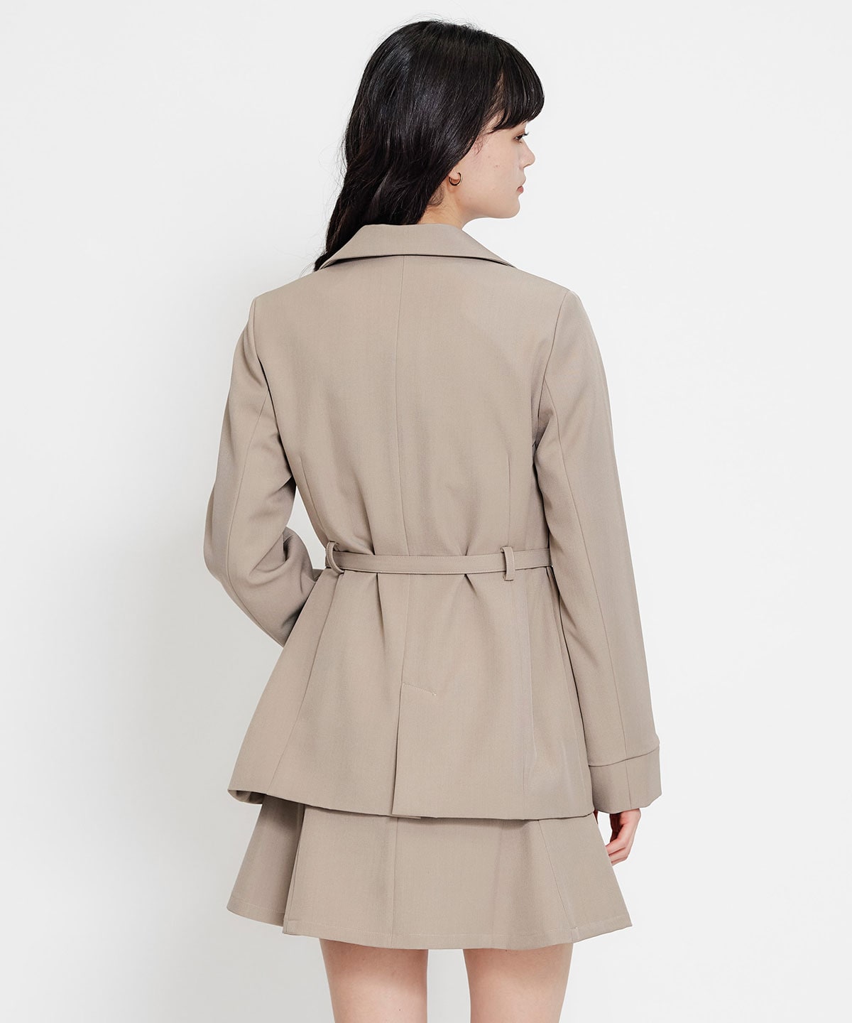 【セットアップ可能】ワイドカラーミドルダブルジャケット