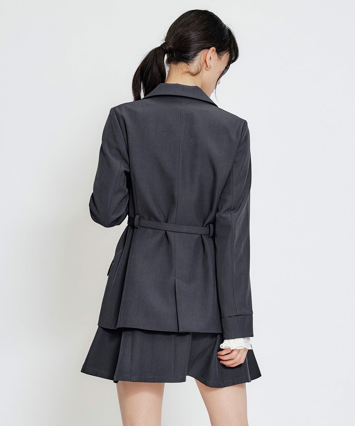 【セットアップ可能】ワイドカラーミドルダブルジャケット