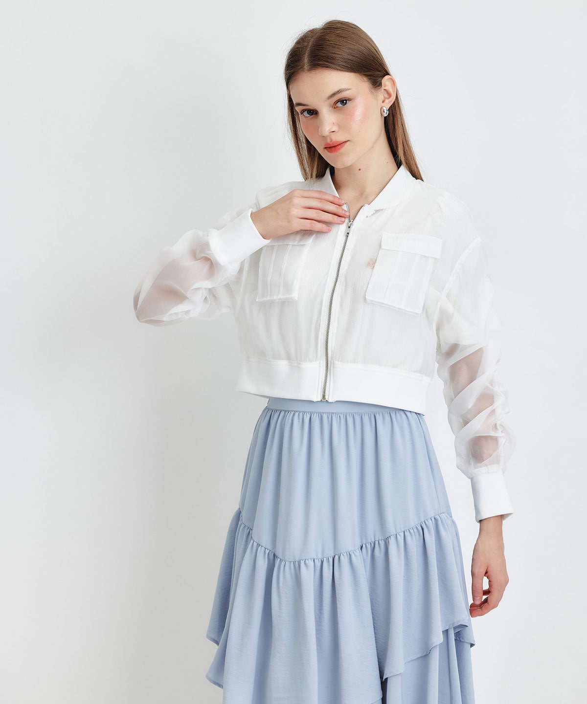 ギャザーシアーショートブルゾン