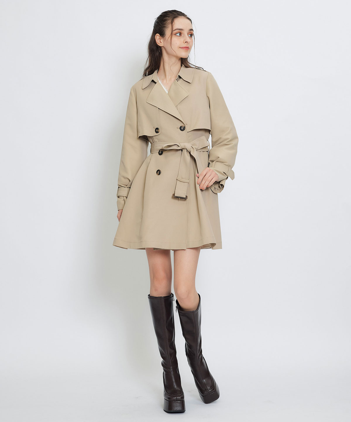 ウエストベルトショートトレンチコート
