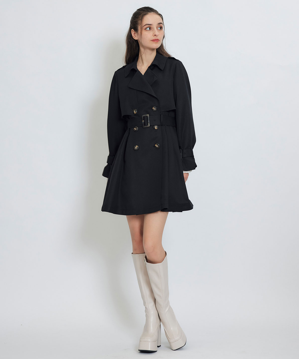 ウエストベルトショートトレンチコート