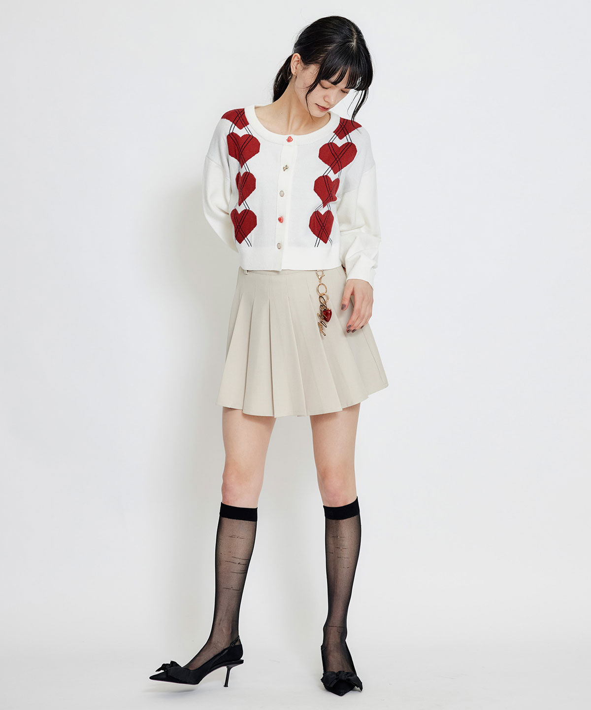 Love Me Heart アーガイルニットカーディガン