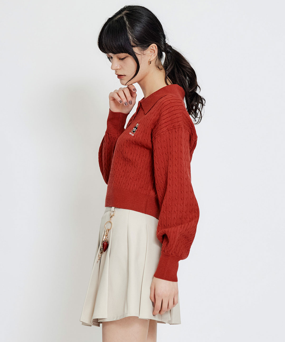 【2/13(金) 昼12時発売開始】Azelyハートミニケーブルポロニット