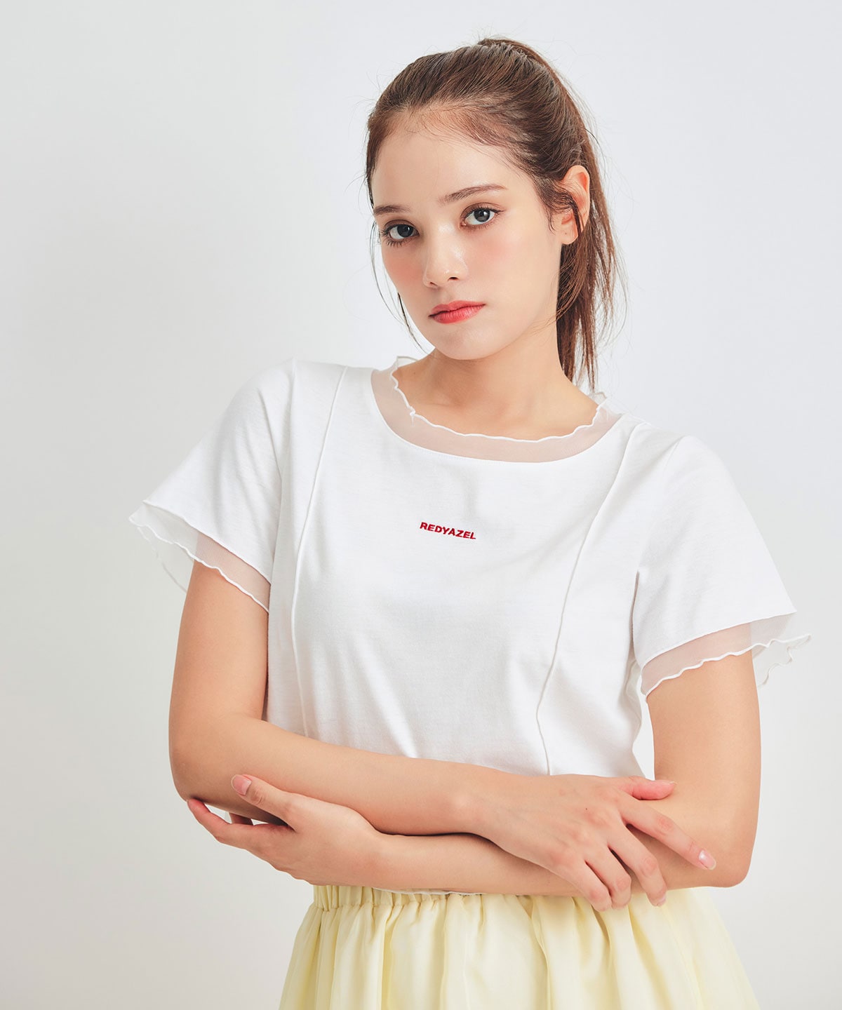 シアーレイヤードコンパクトロゴTシャツ