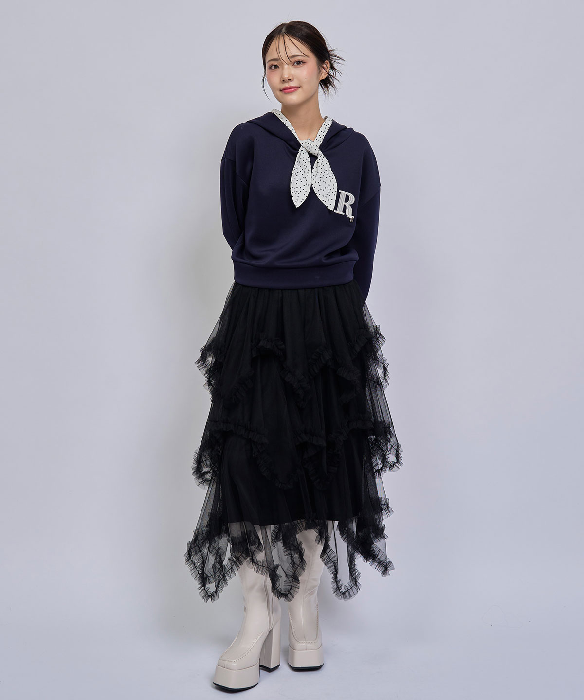 イレギュラーヘムチュールミモレスカート