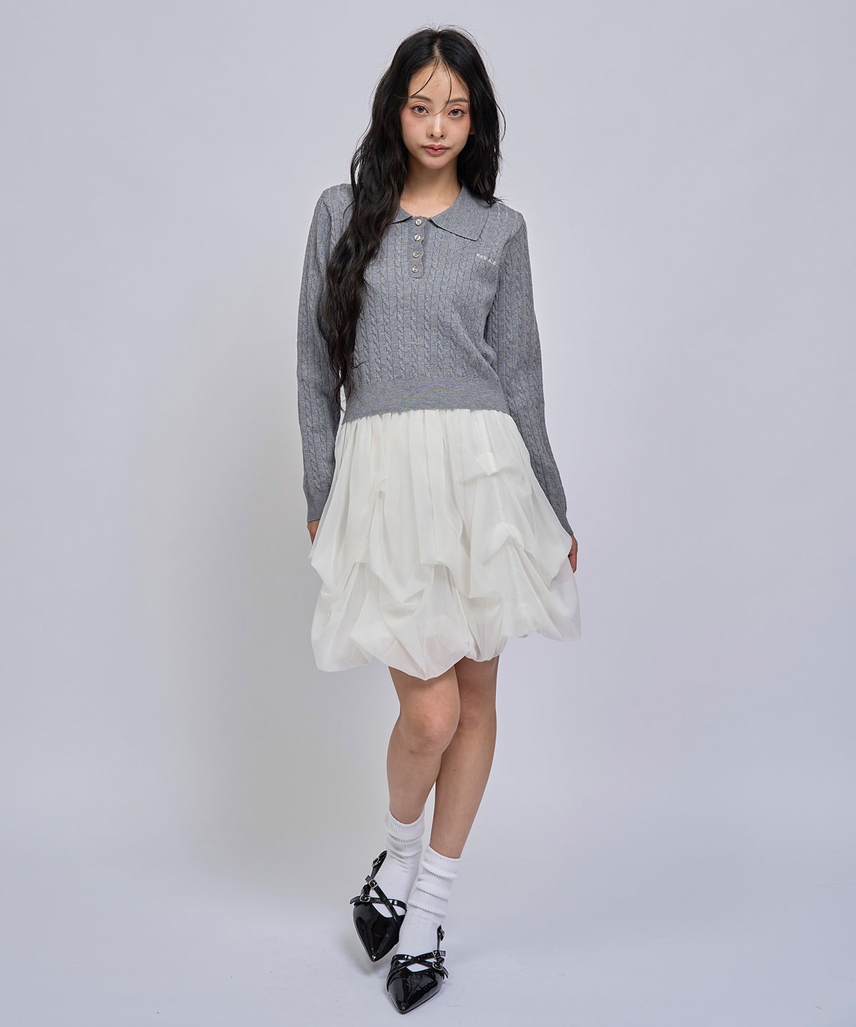 【=LOVE 大場花菜さん着用】ボリュームタックシフォンミニスカート