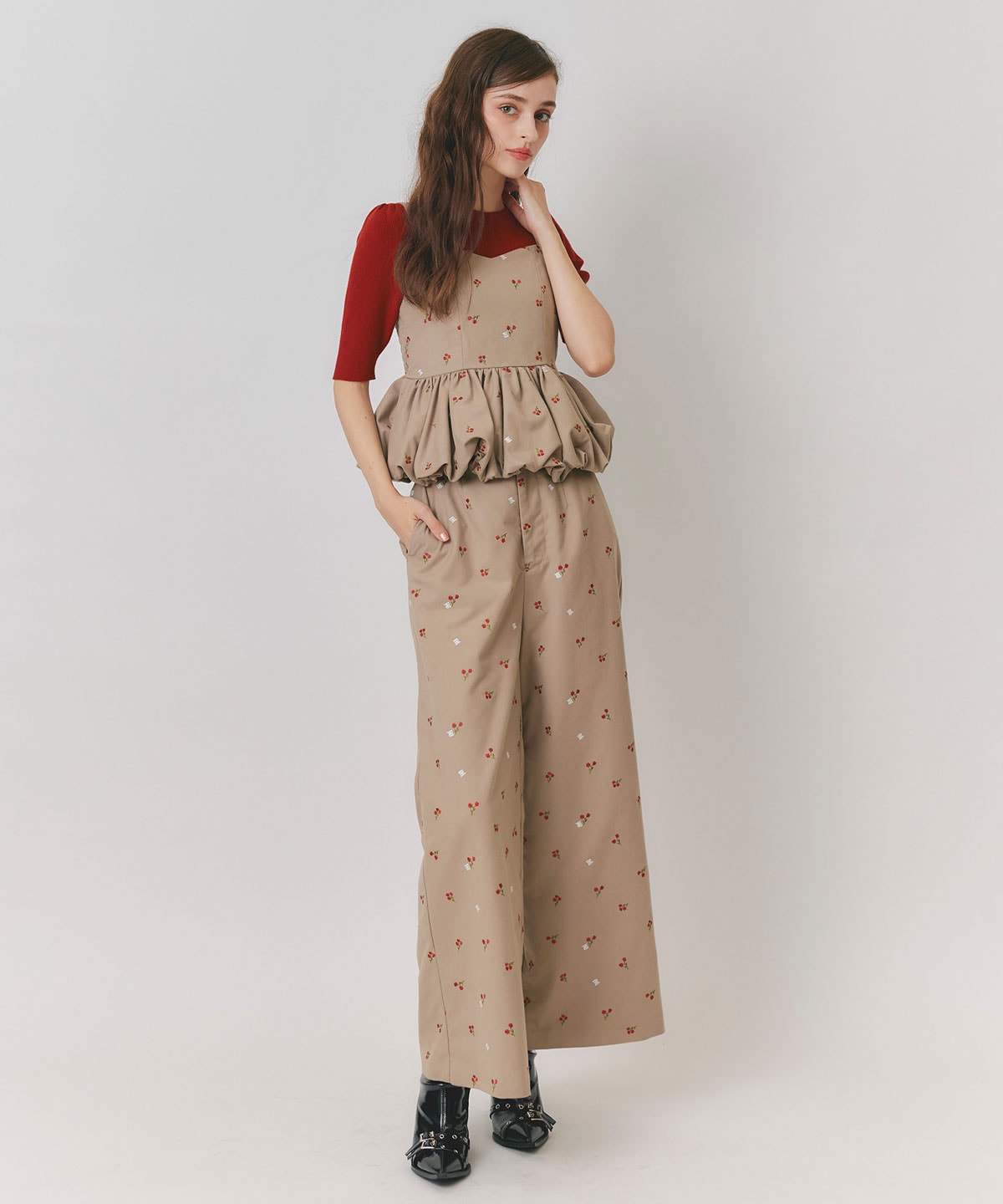 【Fleur monogram Series】フルールモノグラムエンブロイダリーワイドパンツ