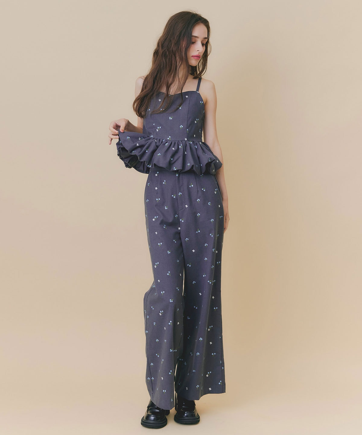 【Fleur monogram Series】フルールモノグラムエンブロイダリーワイドパンツ