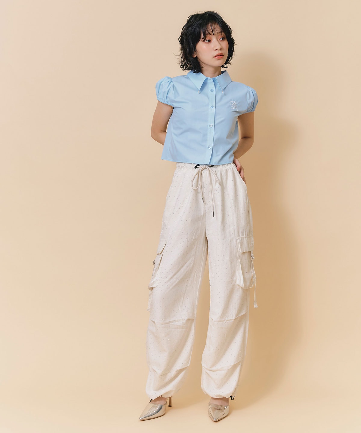 ラインストーンホットフィットカーゴパンツ