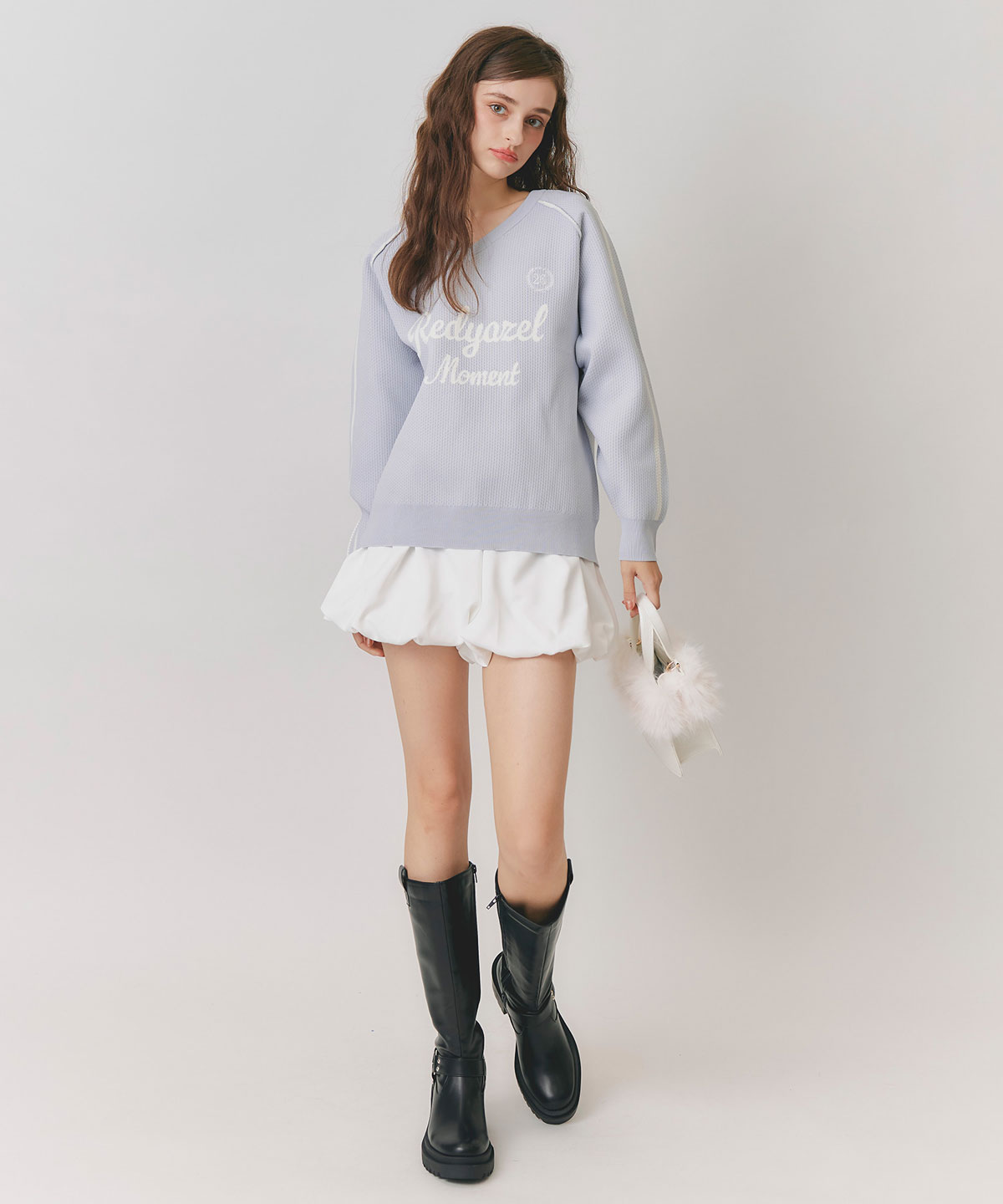ロゴメッシュニット×バルーンショートパンツセットアップ