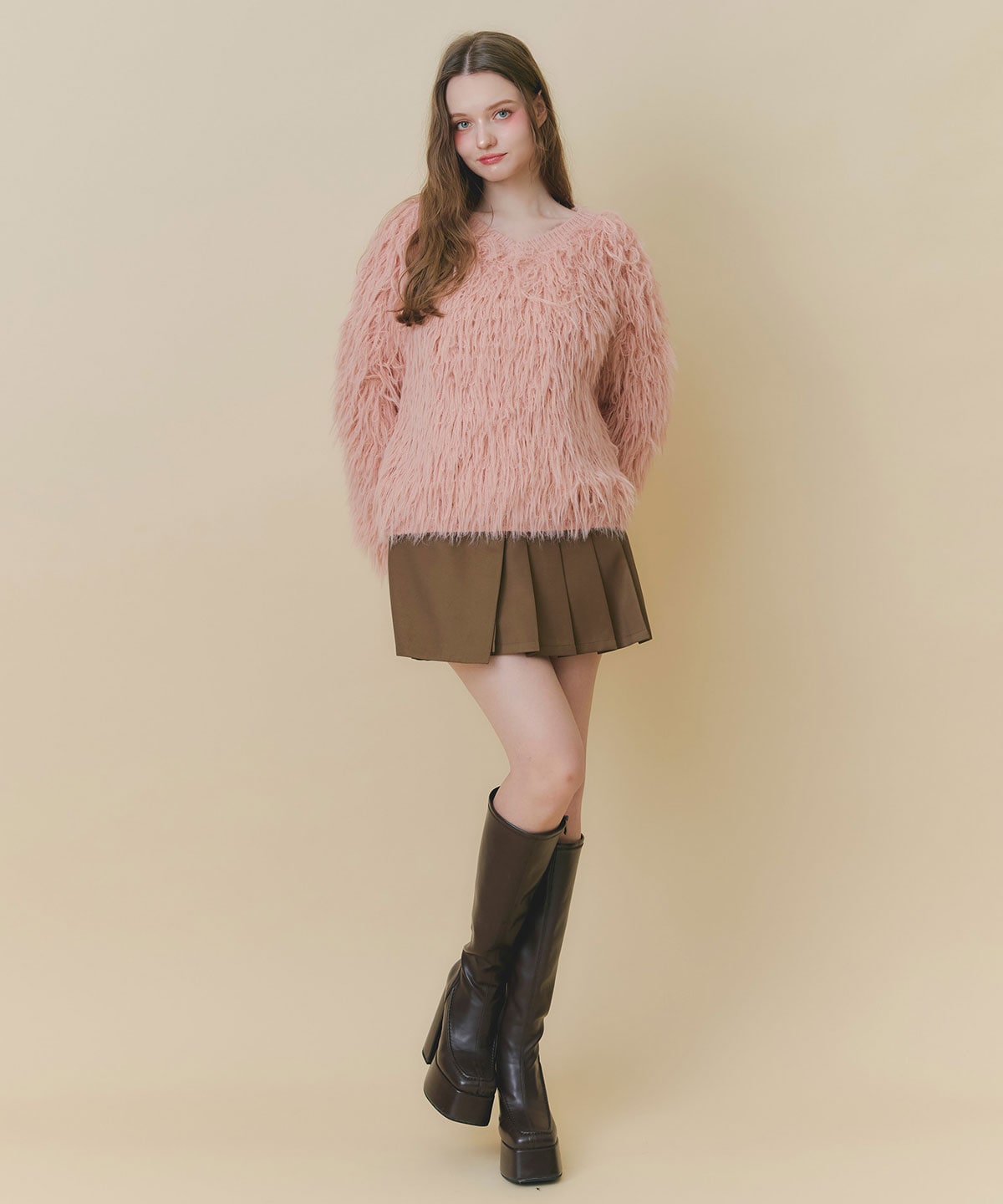 【=LOVE 大場花菜さん着用】2WAYループヤーンシャギーニットトップス