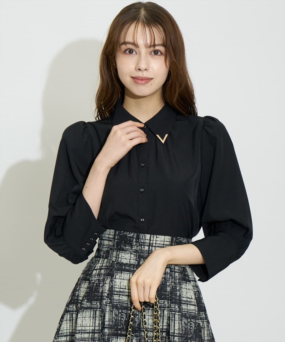 アートチェックタックフレアスカート