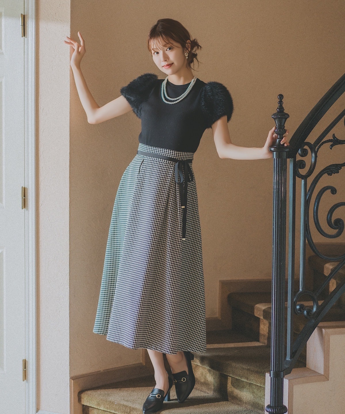 ふわふわフェザースリーブラメニットプルオーバー