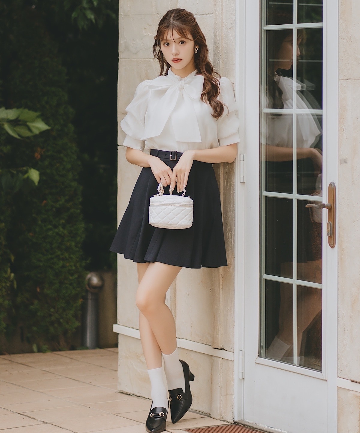 タックスリーブシアーボウタイブラウス