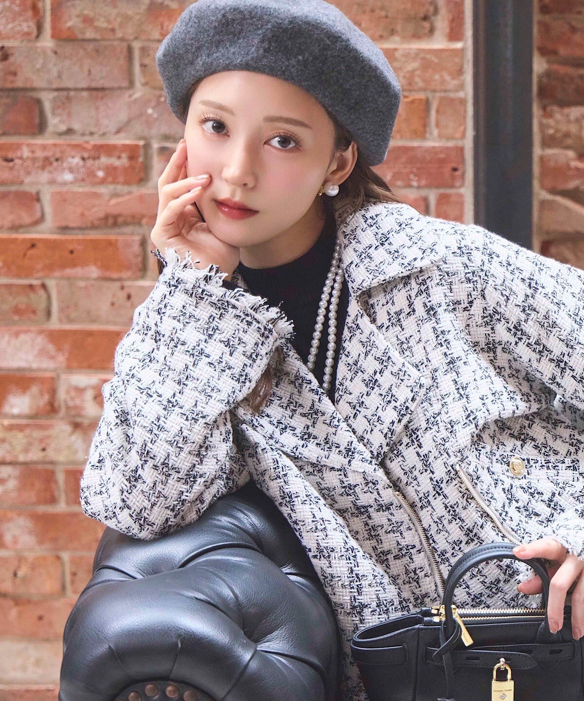 千鳥MIXツイードブルゾン