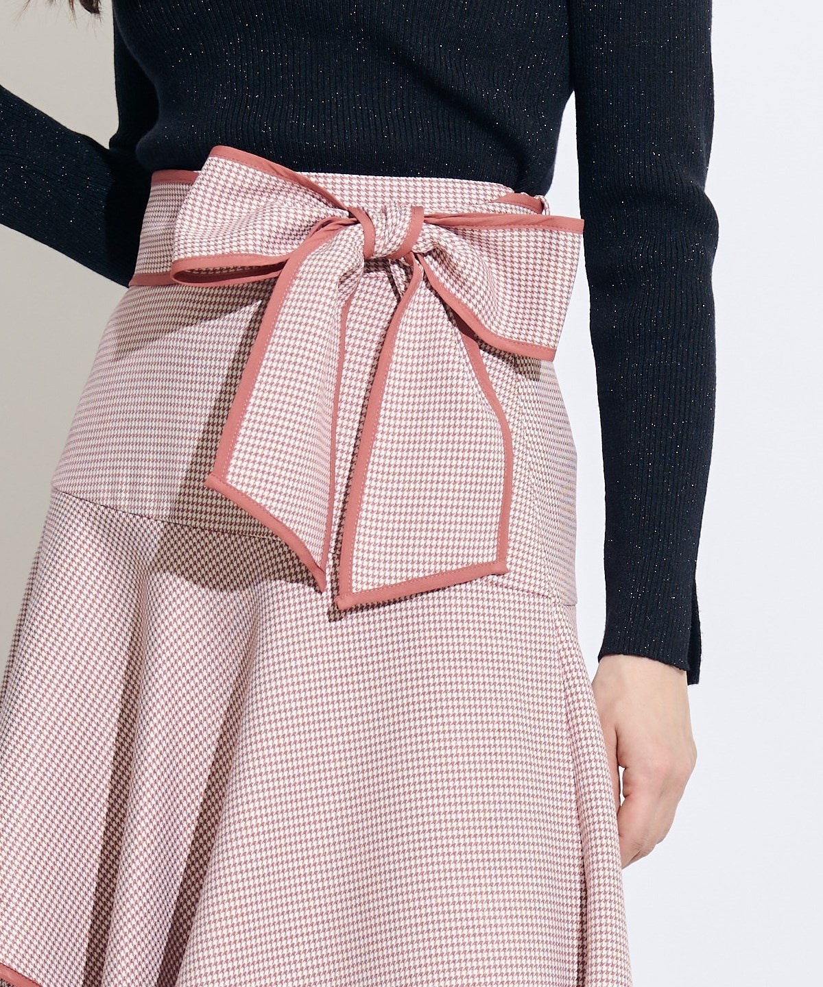 リボンベルトアシメフレアパイピングスカート