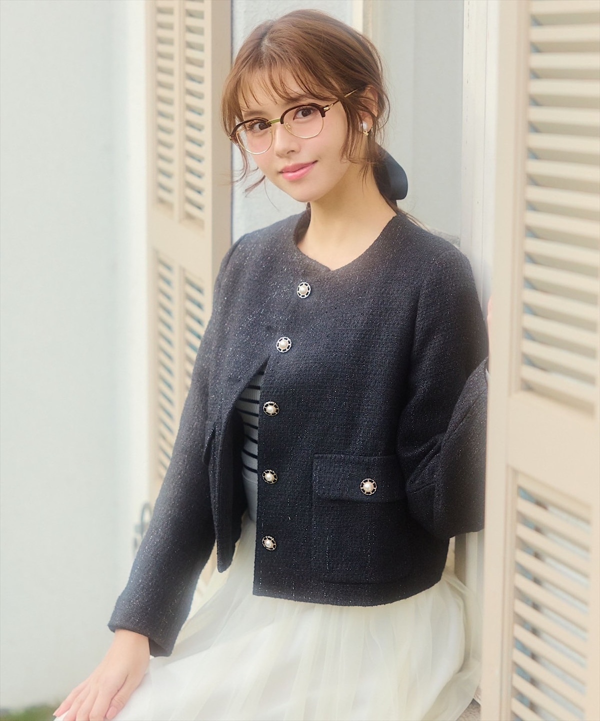 フリル切替チュールエアリースカート