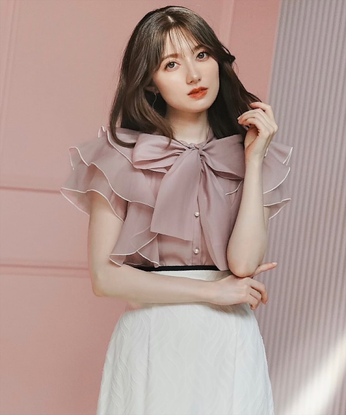 リーフオパールパイピングティアードスカート