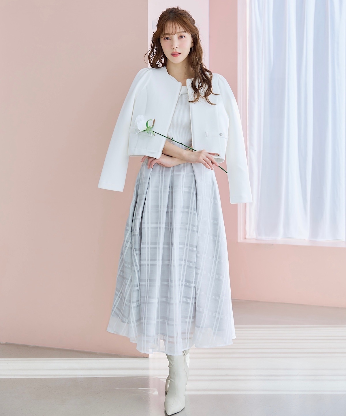 ノーカラーエレガンスポンチジャケット