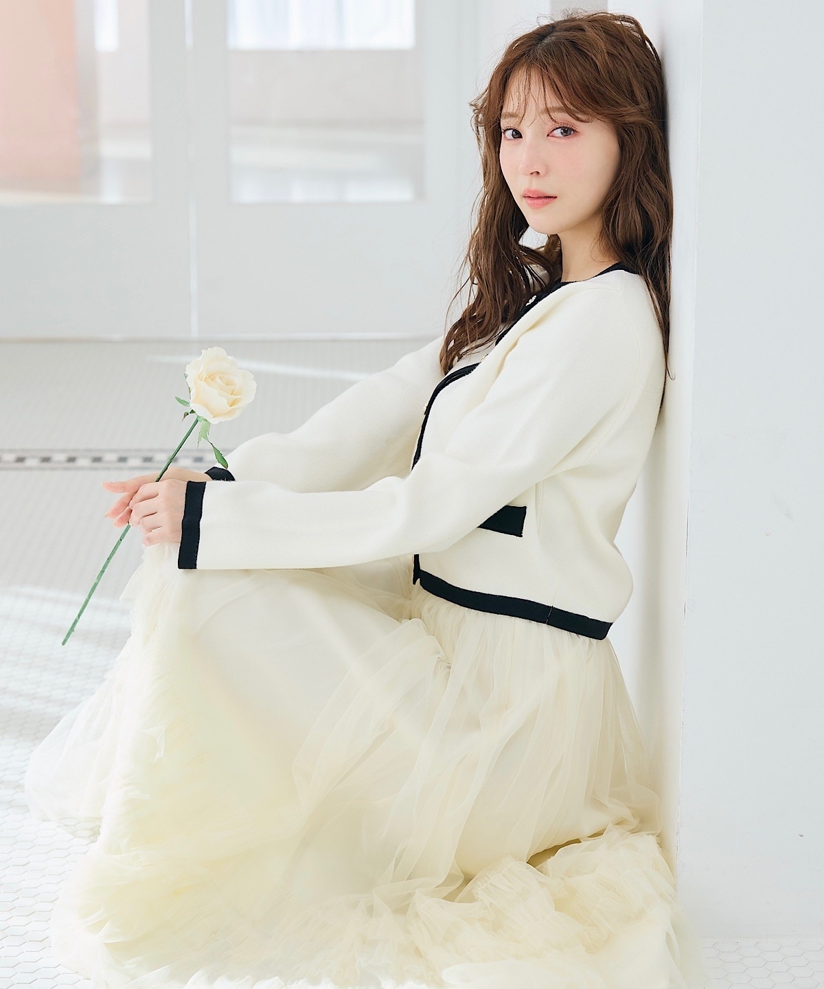 バイカラーマルチボタンニットジャケット