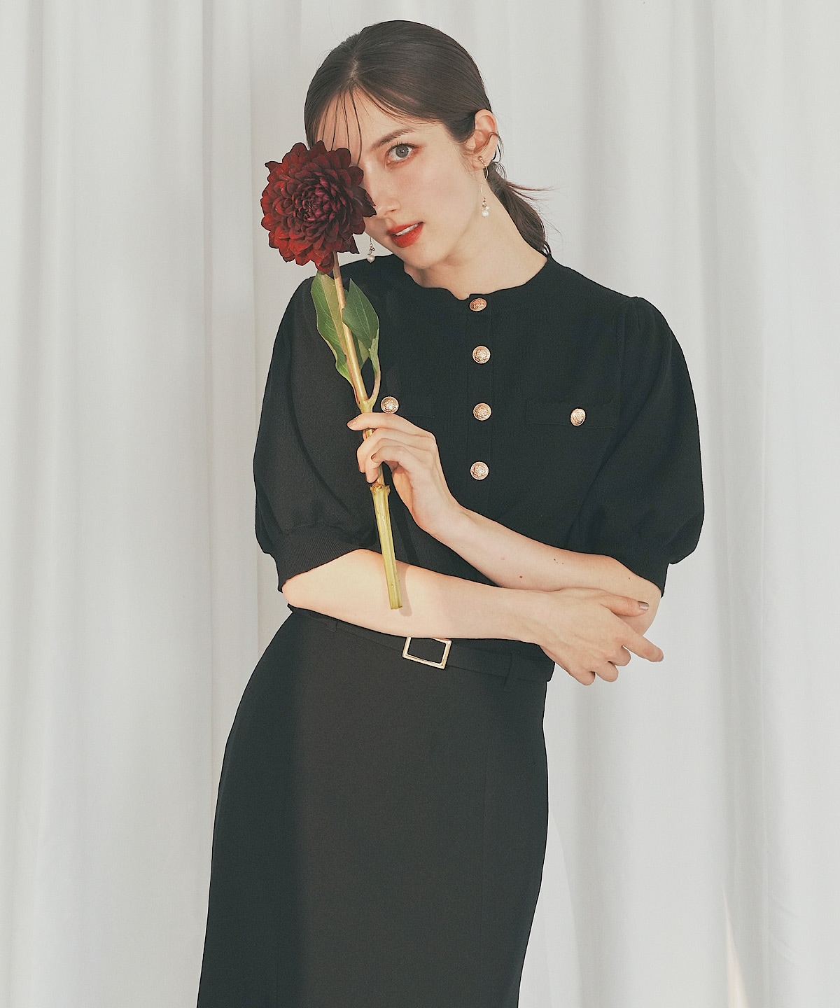 【日本製】ベルト付きマーメイドスカート