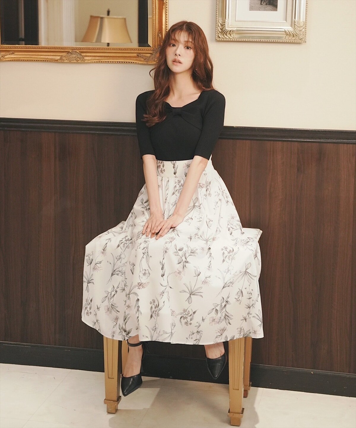 2WAYリボンリブニットプルオーバー