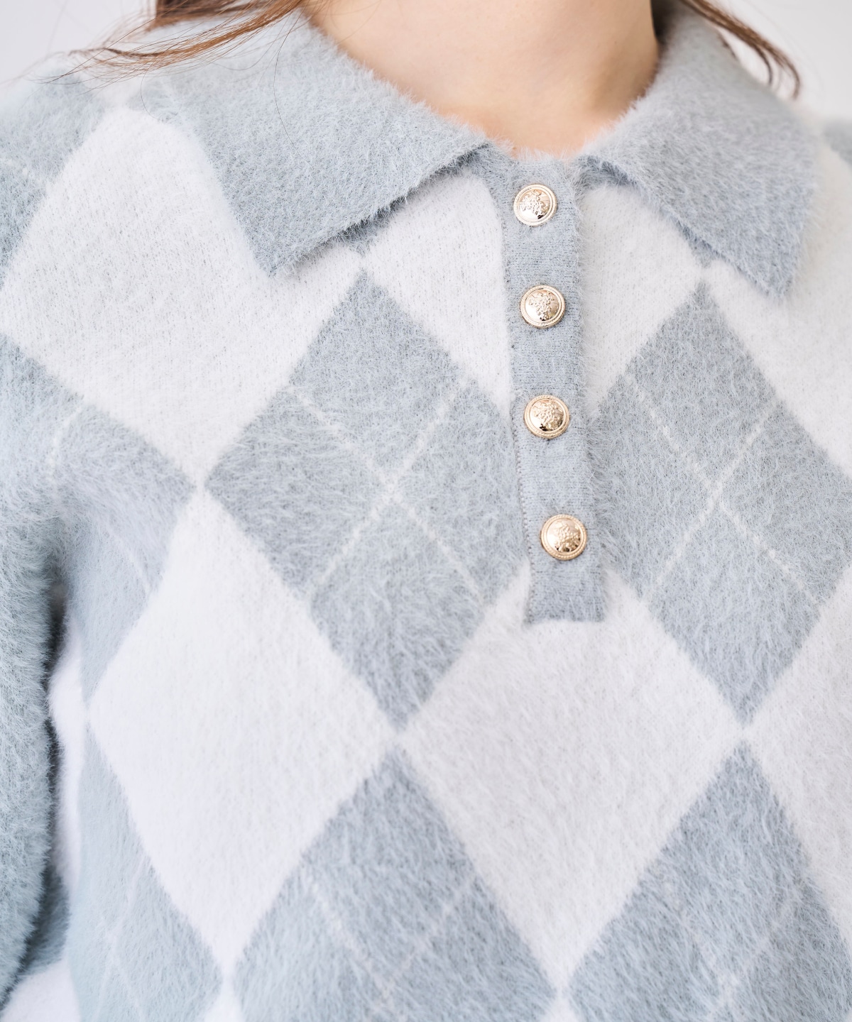 【12/5(Fri)発売開始】フェザーアーガイルポロニット