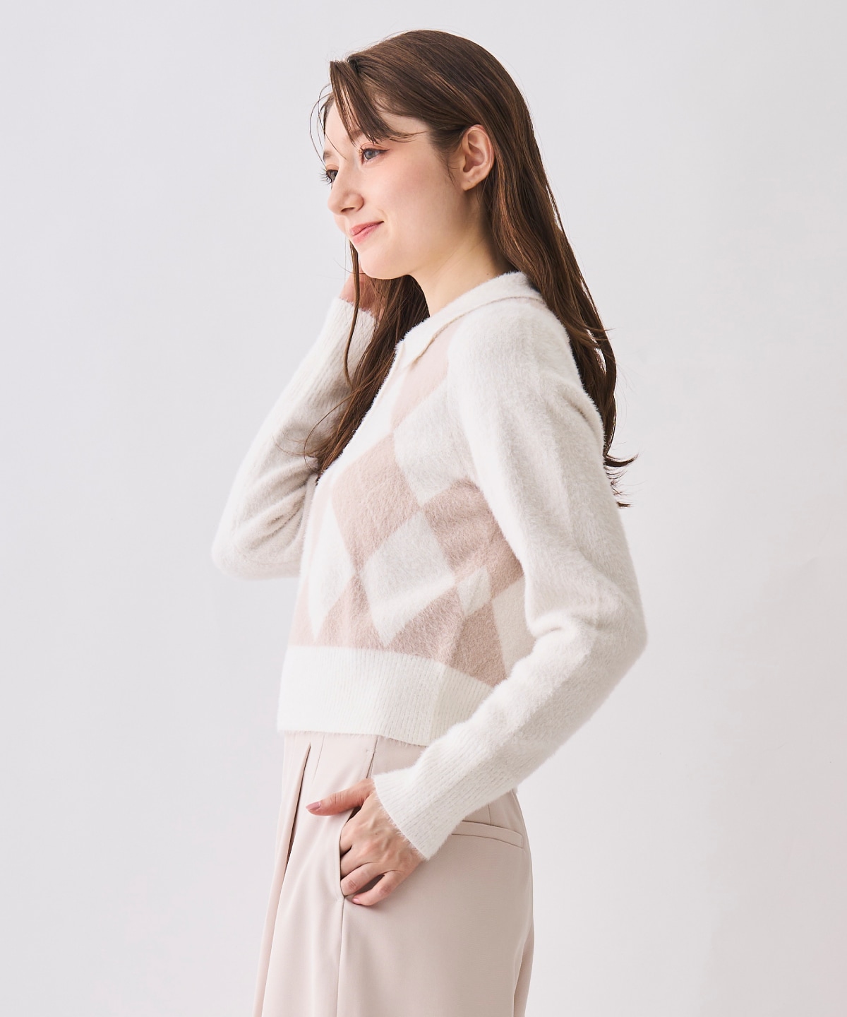 【12/5(Fri)発売開始】フェザーアーガイルポロニット