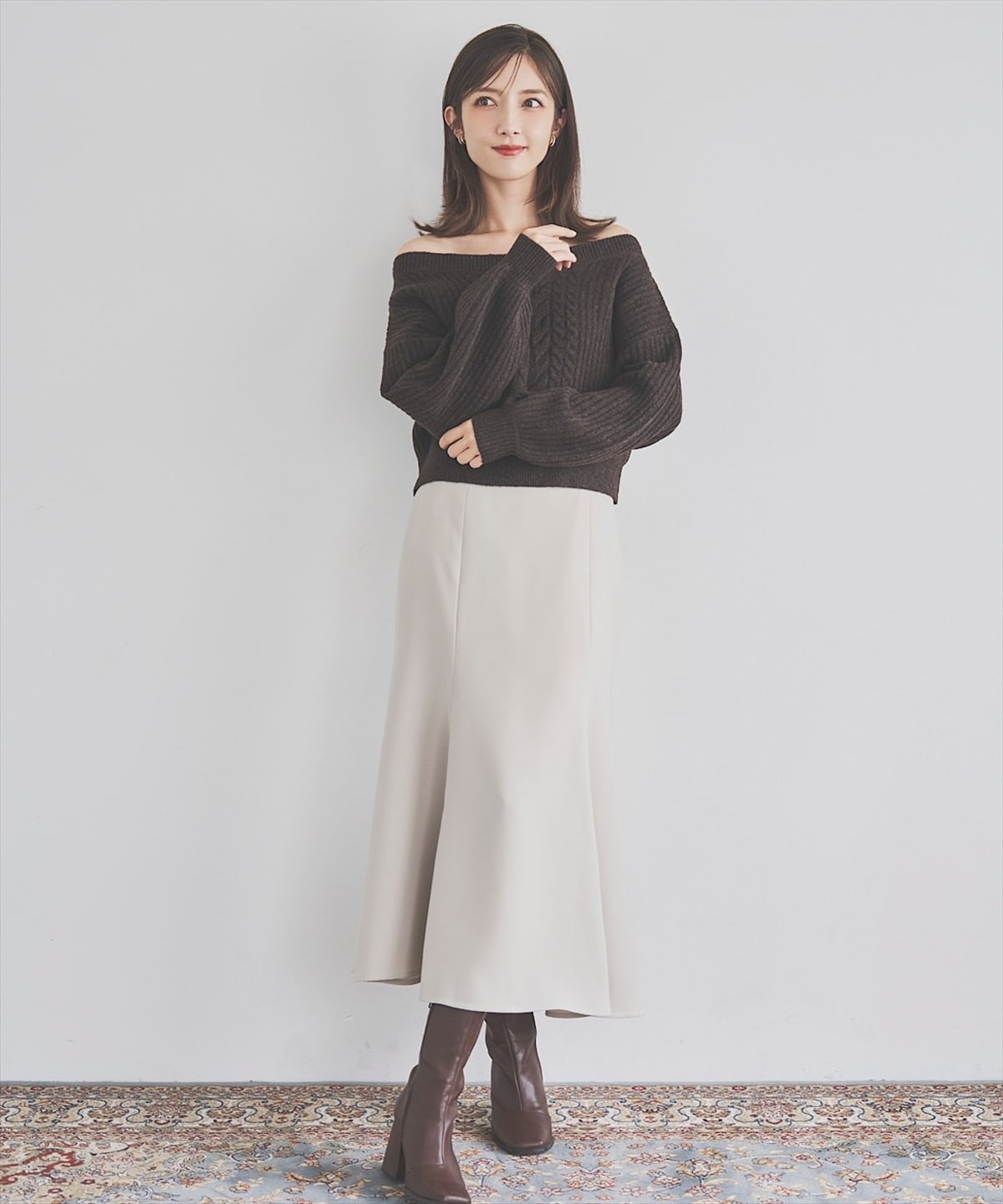 ケーブルデザインリブニット