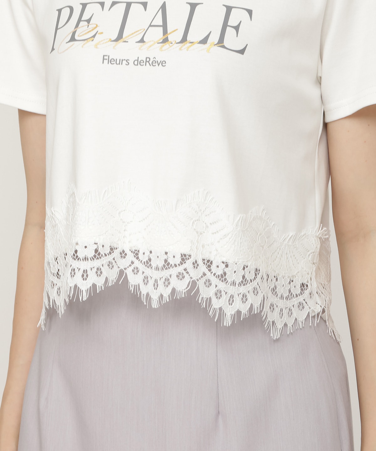 すそレースロゴプリントTシャツ