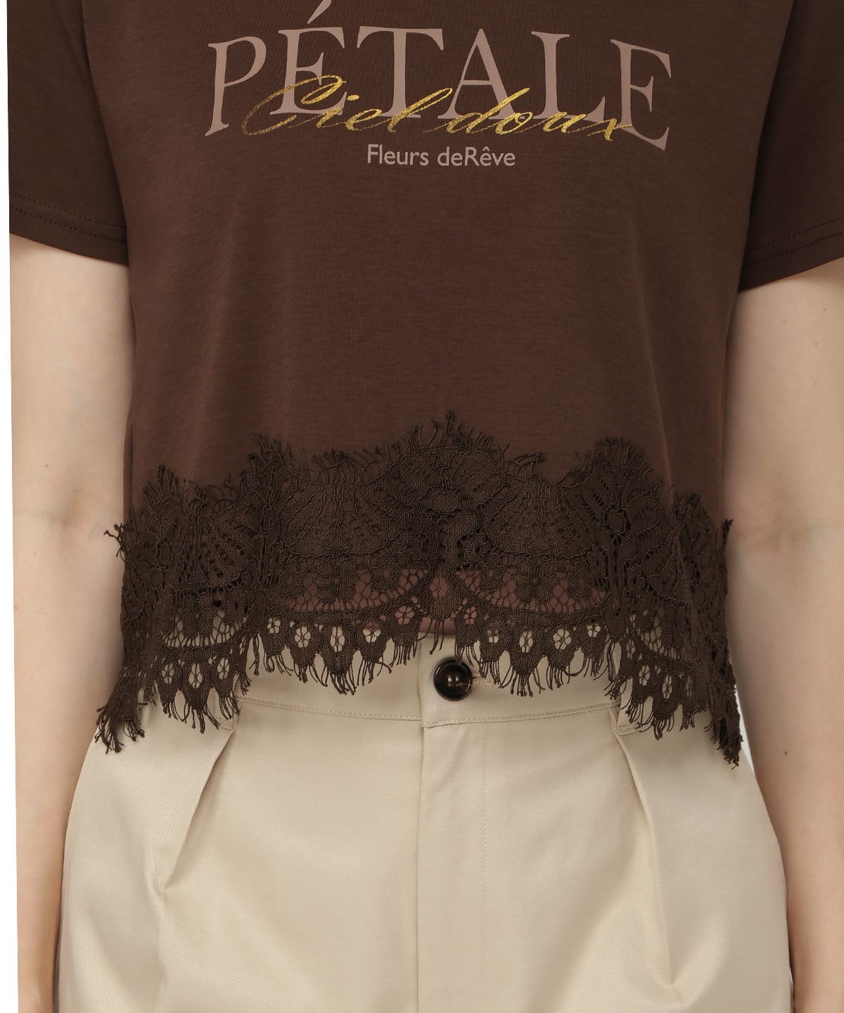 すそレースロゴプリントTシャツ