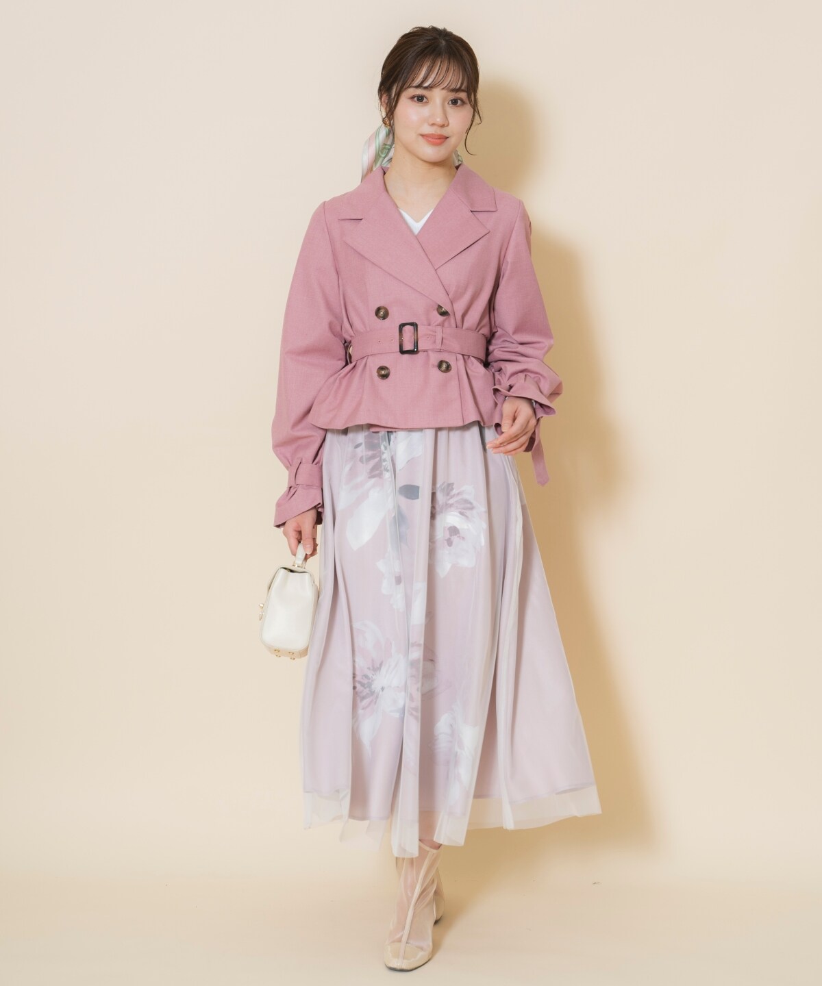 ギャザー袖ショートトレンチ